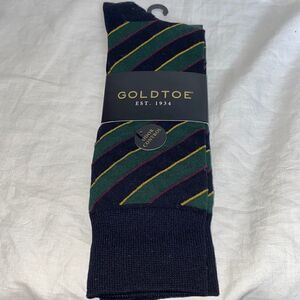 GOLD TOE Midnight Rep StripeCrew Socks-6-12.5 NWT